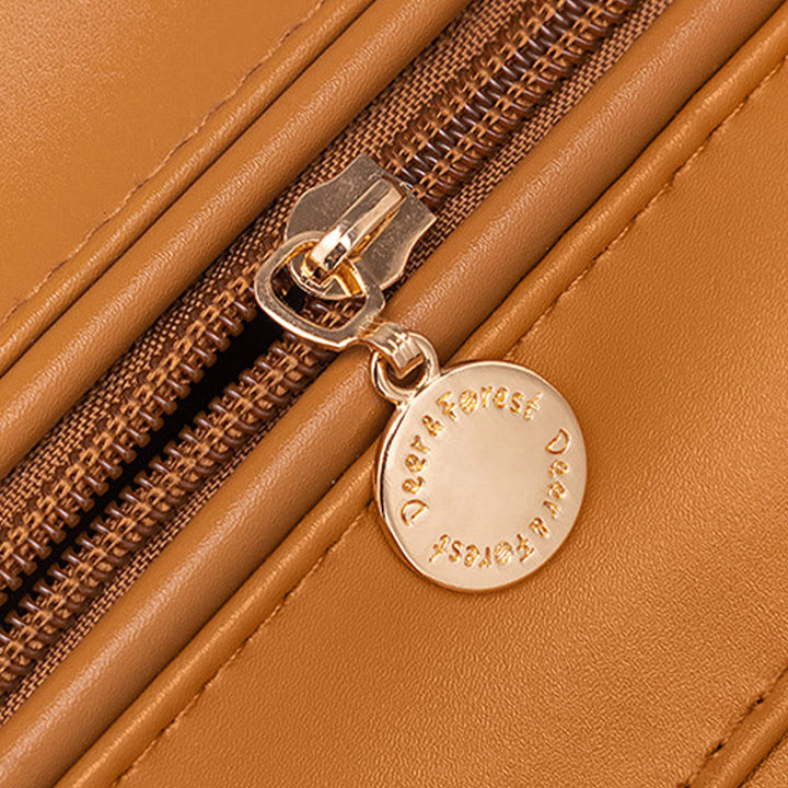 Make-up-Tasche für Damen, tragbare Reise-Kulturtasche aus Leder