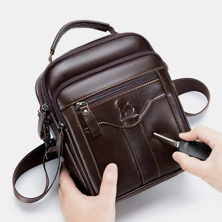 Kleine Umhängetasche aus echtem Leder mit mehreren Taschen, Schultertasche, Reisetragetasche