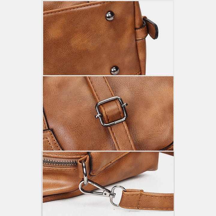 Retro Vegan Leder Tote Umhängetasche Arzttasche für Damen Boston Tasche