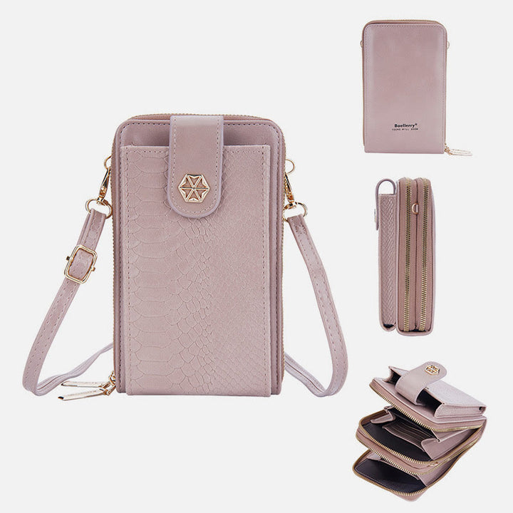 Solide Schlangenhaut-Grain-Telefontasche für Frauen Elegante Crossbody-Geldbörse