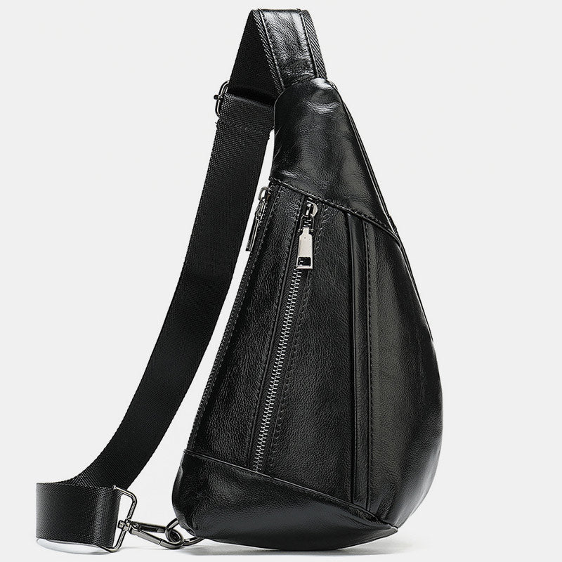 Schultertasche aus echtem Leder mit mehreren Taschen