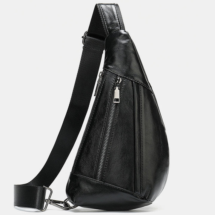 Schultertasche aus echtem Leder mit mehreren Taschen