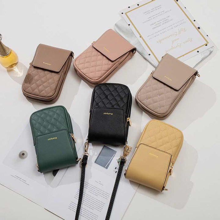 Kleine Umhängetasche für Damen, Handy-Geldbörse, Brieftasche aus Leder, Schultertasche