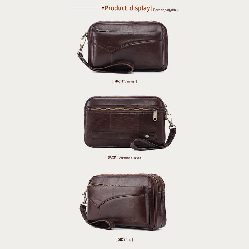 Echtes Leder Clutch Portemonnaie Geräumige Organisierte Handgelenk Geldbörse Fit 7,9" Handy