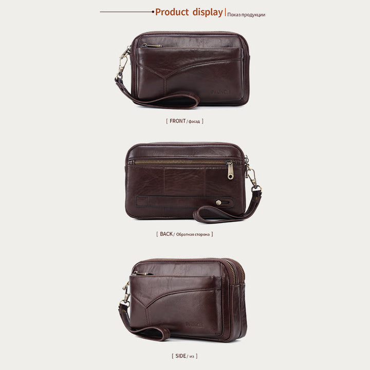Echtes Leder Clutch Portemonnaie Geräumige Organisierte Handgelenk Geldbörse Fit 7,9" Handy