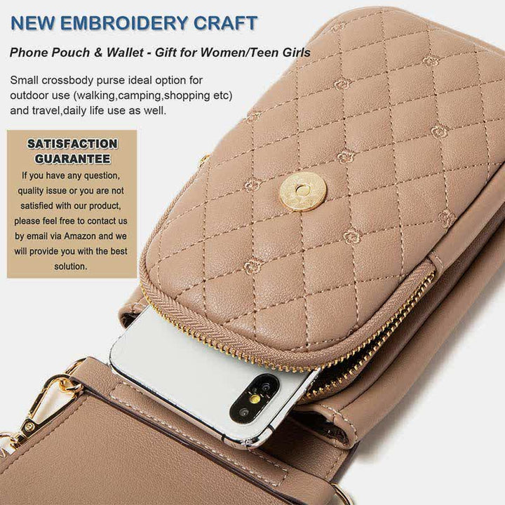Kleine Umhängetasche für Damen, Handy-Geldbörse, Brieftasche aus Leder, Schultertasche