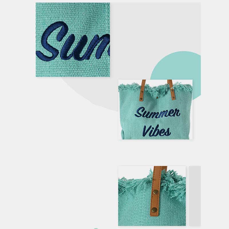 Canvas-Einkaufstasche, Sommer-Signatur, extragroße Schulterhandtasche, Geldbörsen
