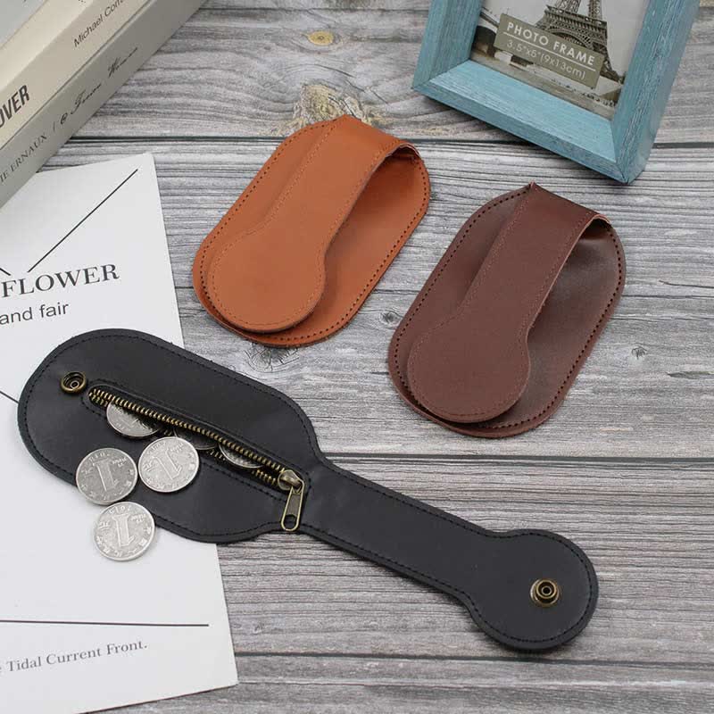 Vintage EDC-Tasche für Männer mit Druckknopf, Leder-Münzgeldbörse, Slapjack