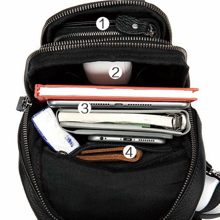 Schultertasche für Herren aus echtem Leder, lässiger Einkaufs-Tagesrucksack