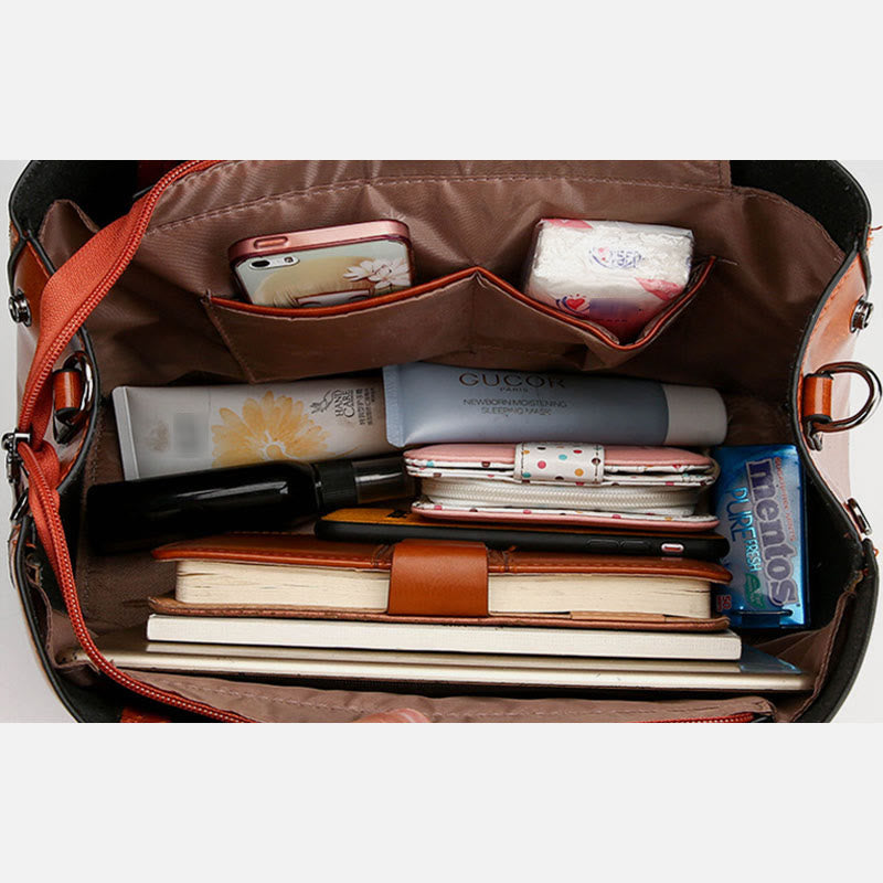 Minimalistische Tote Pure Color Leder Umhängetasche für Damen - image 2