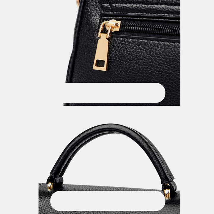 Doppelfach Top Griff Satchel Leder Umhängetasche Geldbörse Handtasche