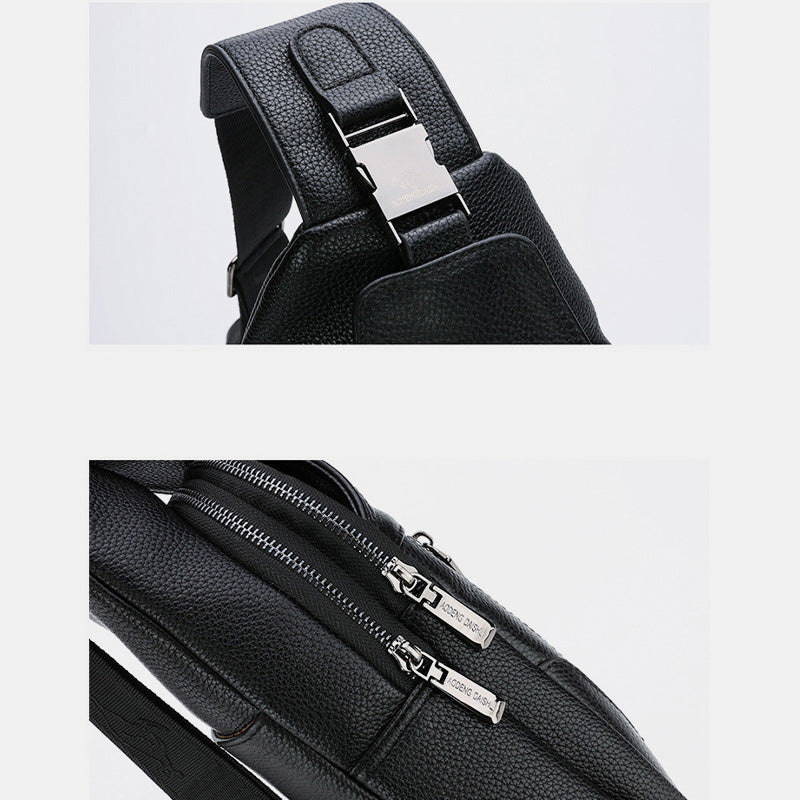 Sling Pack-Umhängetasche für Herren aus echtem Leder mit USB-Ladeanschluss