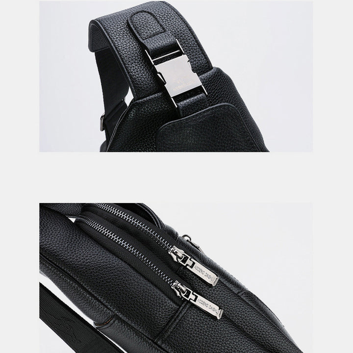 Sling Pack-Umhängetasche für Herren aus echtem Leder mit USB-Ladeanschluss