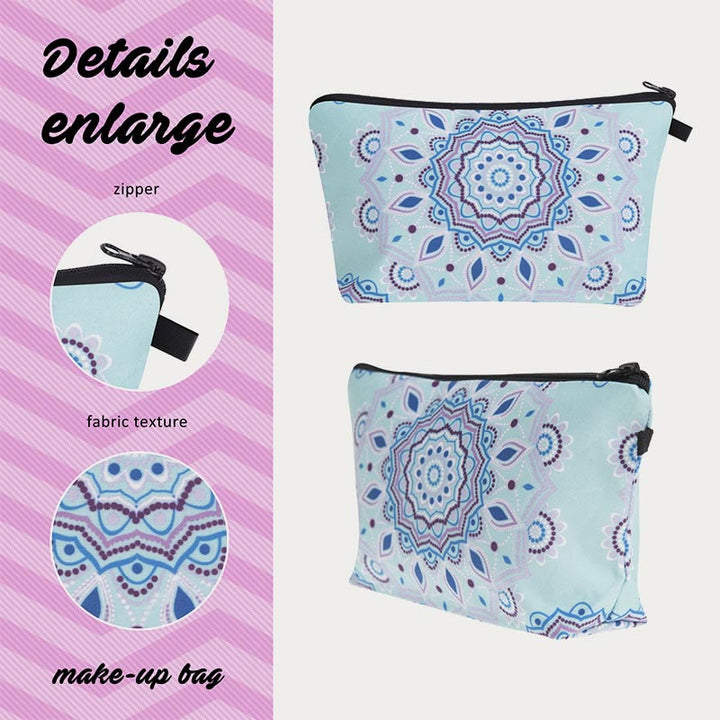 Aufbewahrungstasche für Damen, bedruckt mit Blumenmuster, Make-up-Tasche aus Polyester