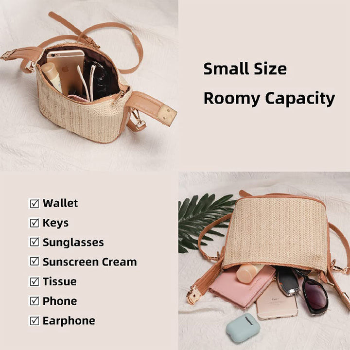 Umhängetasche für Damen, Sommer, Strand, Stroh, Schultertasche