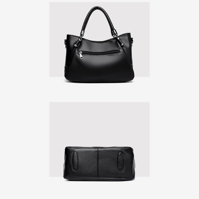 Weiche Lederhandtasche für Damen, verstellbarer breiter Riemen, minimalistische Umhängetasche