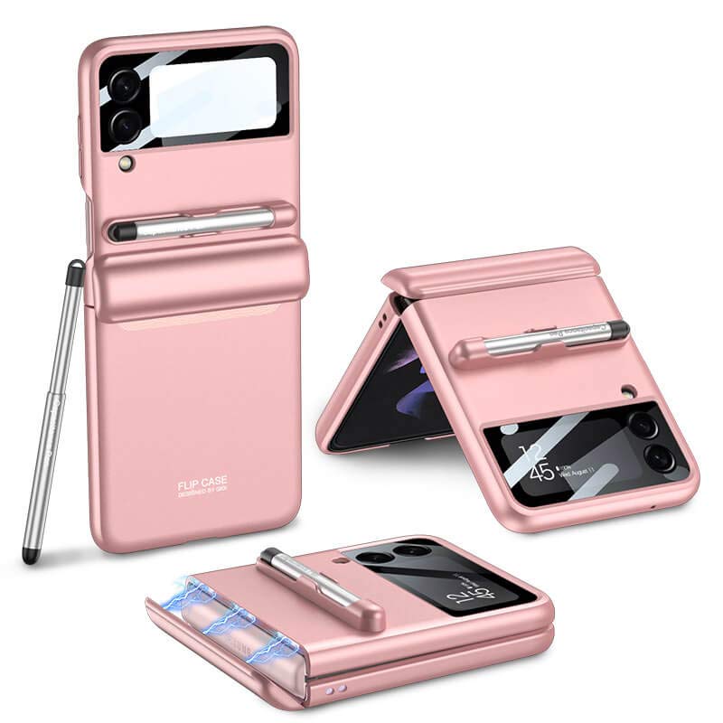 Handyhülle für Galaxy Z Flip 3 mit Stift, Anti-Drop-Scharnierschutz, Telefonabdeckung