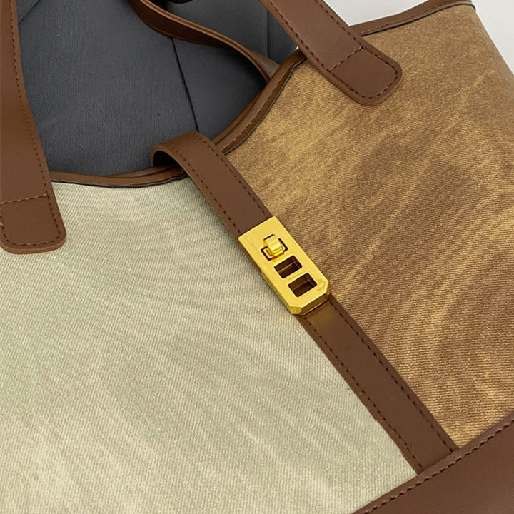 Elegante, farblich passende Tragetasche, große Schultertasche aus Leder für Damen
