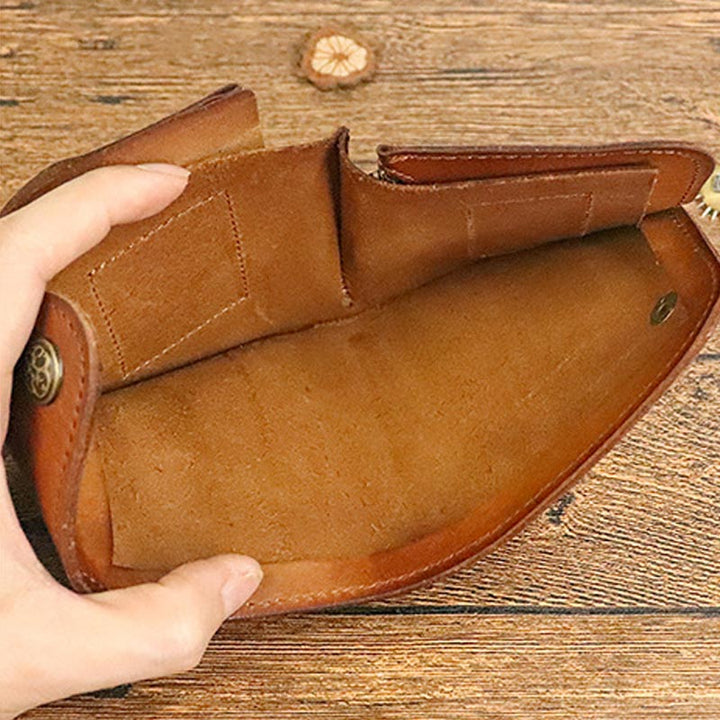 Kurze Brieftasche aus Vintage-Leder, kleine, geräumige Brieftasche mit Kartenhalter für Männer