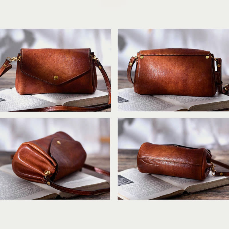 Umhängetasche für Damen, leichte Tasche aus weichem Leder mit mehreren Fächern
