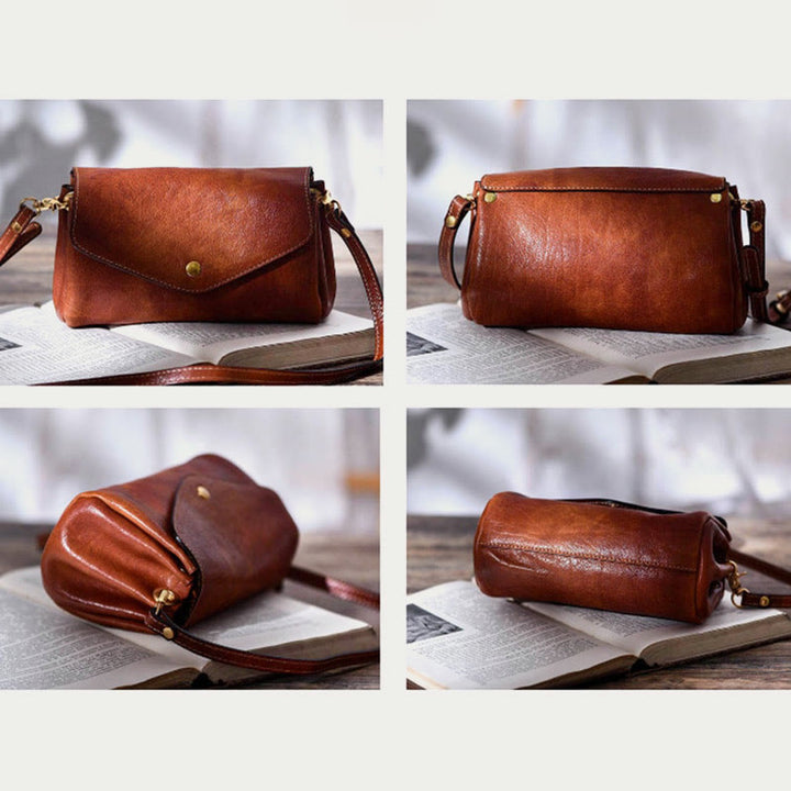 Umhängetasche für Damen, leichte Tasche aus weichem Leder mit mehreren Fächern