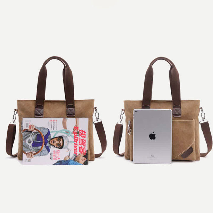 Canvas-Umhängetasche für Damen und Herren, Retro, lässige Handtasche, Arbeitstasche