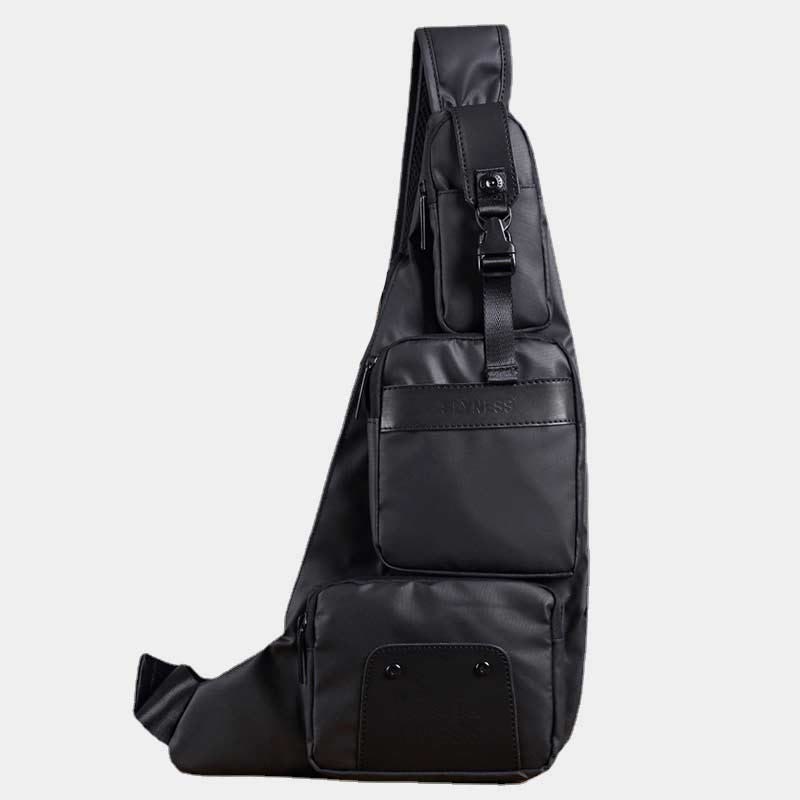 Schultertasche für Herren, Schwarz, großes Fassungsvermögen, minimalistischer Oxford-Umhängerucksack