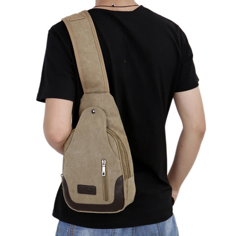 Schultertasche aus Segeltuch für Herren, für Outdoor-Reisen, Camping, Brust, Tagesrucksack
