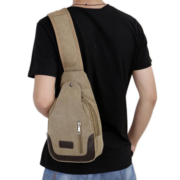 Schultertasche aus Segeltuch für Herren, für Outdoor-Reisen, Camping, Brust, Tagesrucksack