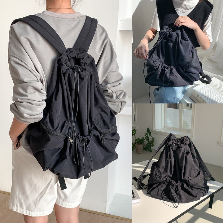 Rucksack für Damen, Nylon, Kordelzug, leicht, lässig, Reisetasche