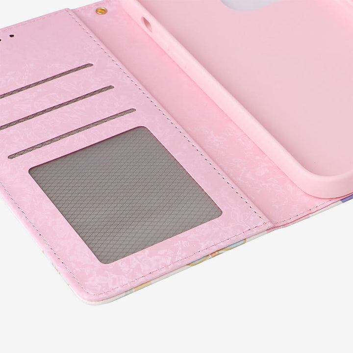 Bunte Blumen-Telefon-Kasten für Iphone Leder Clamshell Telefon Tasche