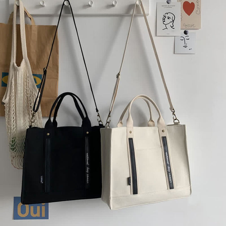 Laptop Tote Handtasche Canvas Schultertasche Aktentasche für Reisen Büro Schule
