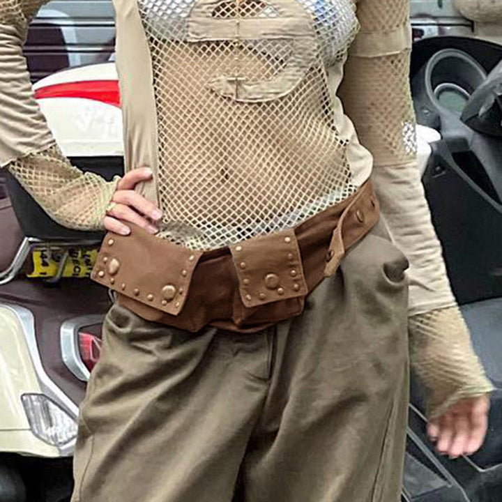 Western Retro Hüfttasche Punk Gothic Nieten Damen Gürteltasche