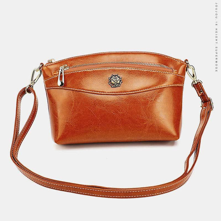 Retro-Umhängetasche aus echtem Leder für Damen, geräumige kleine Handytasche