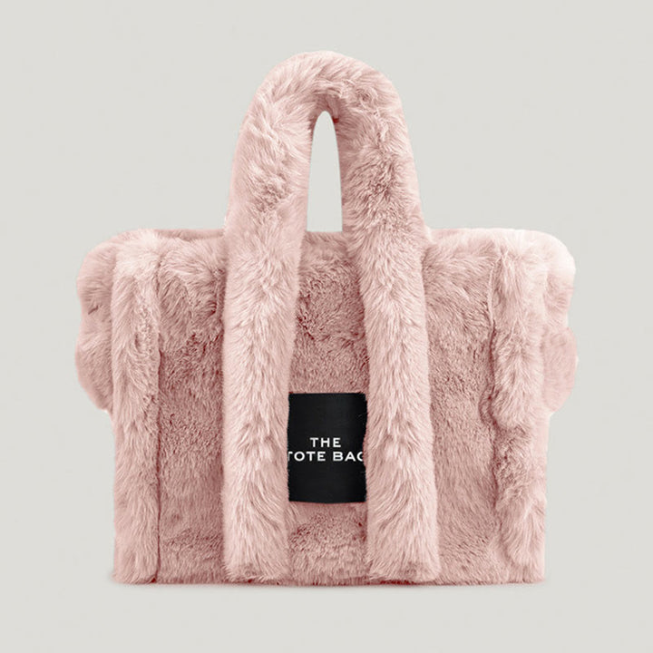 Solide Plüsch-Handtasche für den Winter, weiche Umhängetasche mit breiten Riemen