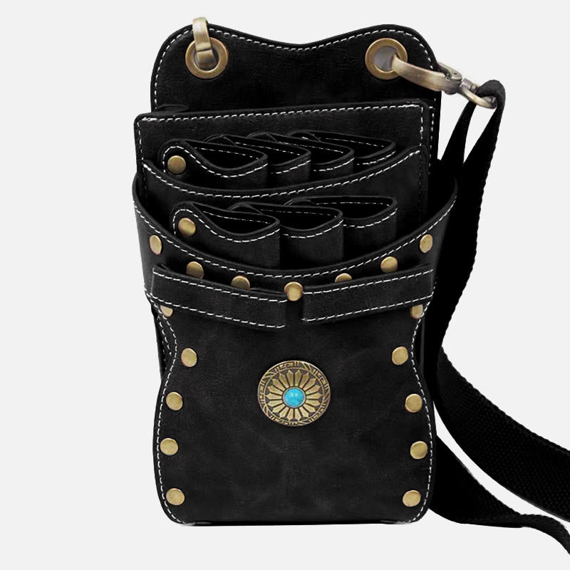Nieten-Gürteltasche für Friseursalon, einfarbig, Scheren-Set