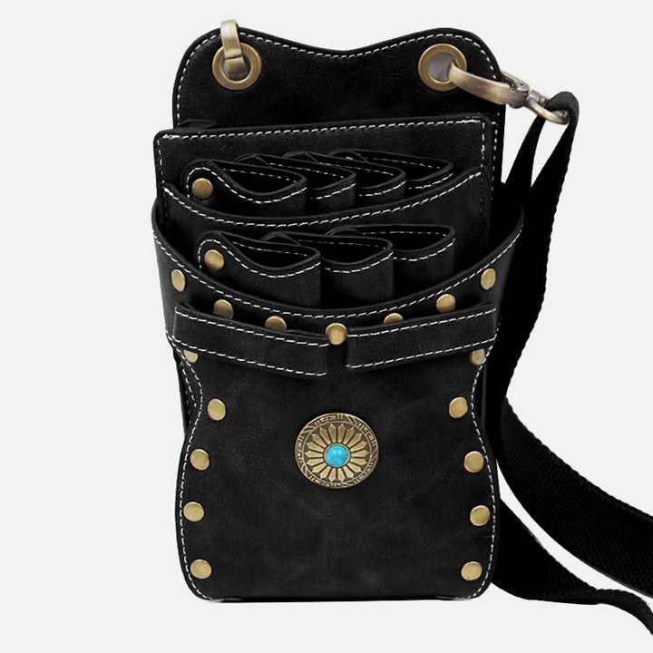 Nieten-Gürteltasche für Friseursalon, einfarbig, Scheren-Set