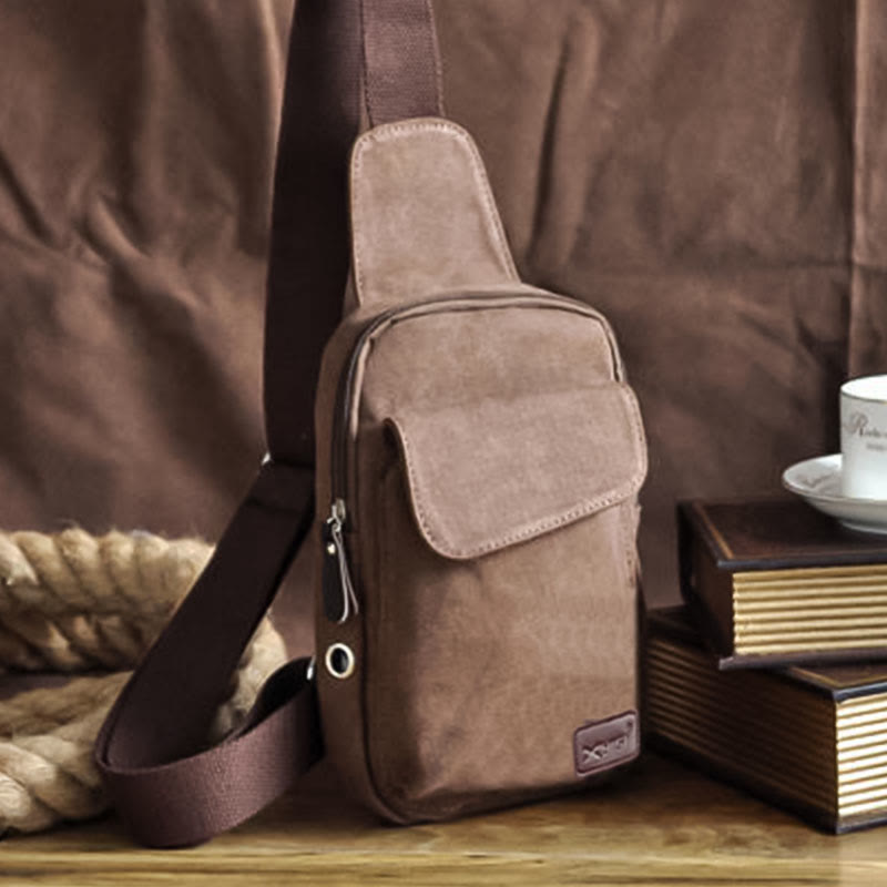 Sling Bag für Herren, multifunktionale Brusttasche aus Canvas für Outdoor-Sport und Freizeit