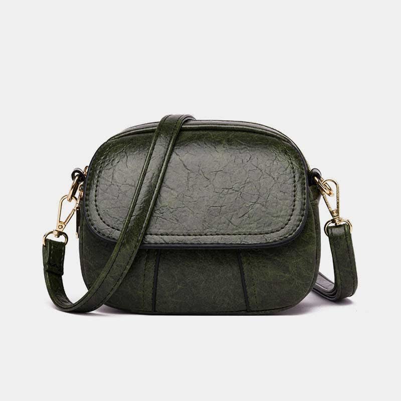 Kleine Umhängetasche aus Leder mit dreifachem Reißverschluss, Schultertasche für Damen