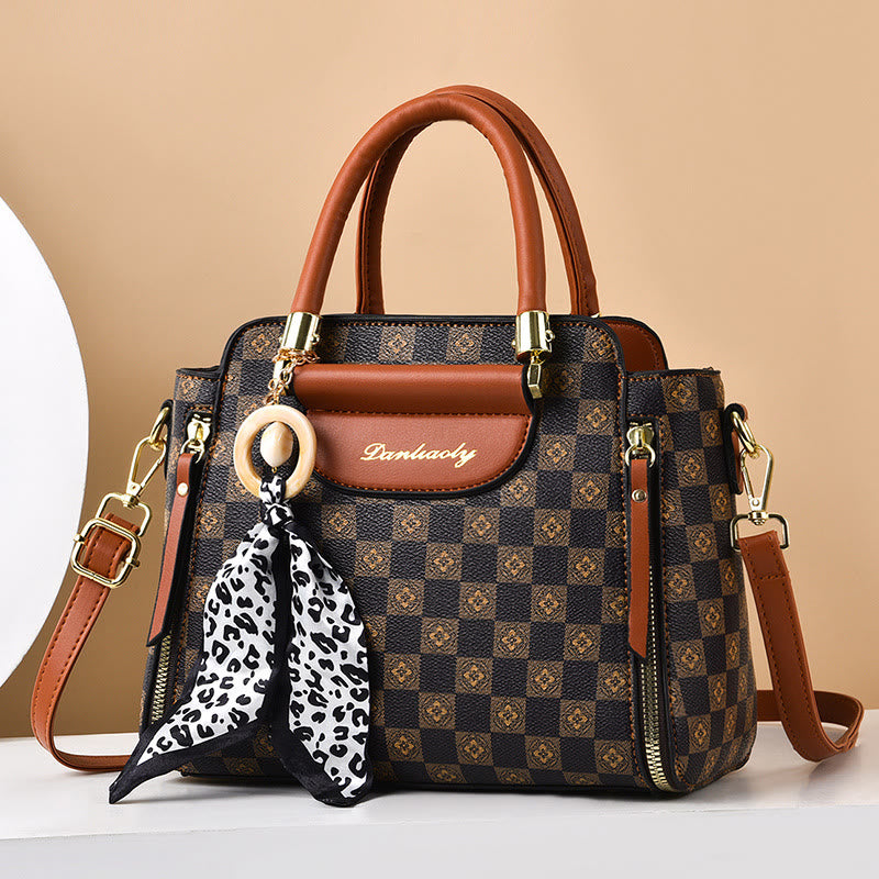 Britische Handtasche Damen Mini Seidenschal Dekor Elegante Umhängetasche