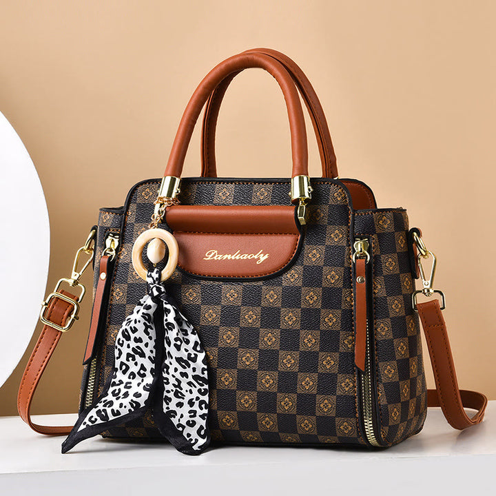 Britische Handtasche Damen Mini Seidenschal Dekor Elegante Umhängetasche