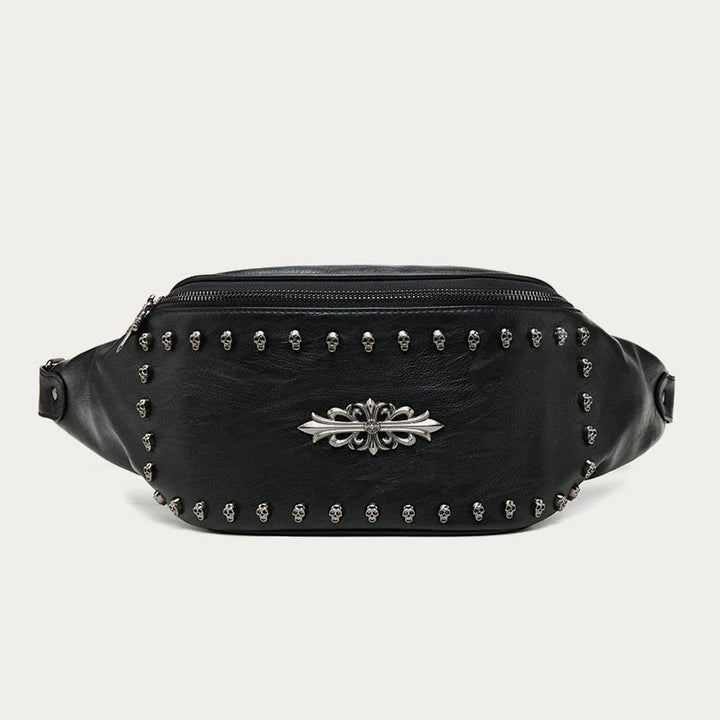 Gürteltasche für Damen und Herren, große Gürteltasche mit Totenkopf-Dekor