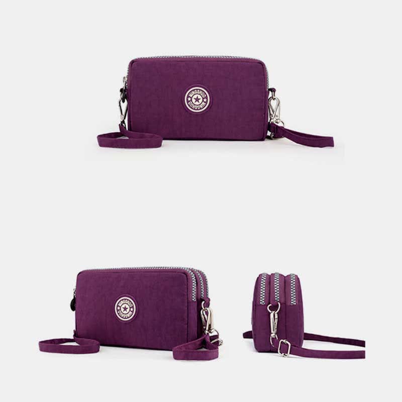 3 Zip Mini Umhängetasche Leichte Handy Brieftasche Lange Armband Geldbörsen
