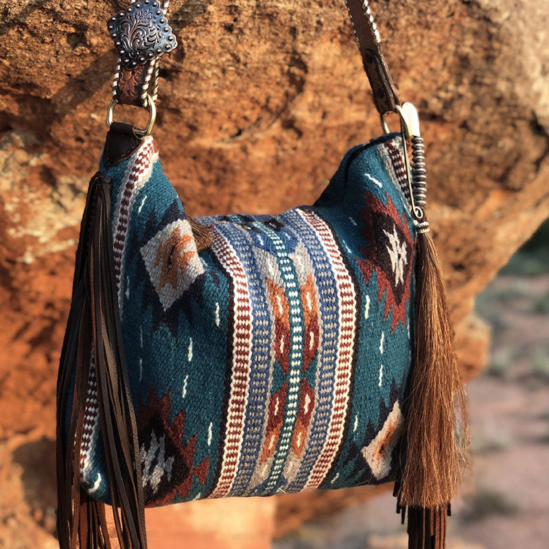 Damen-Einkaufstasche, modisch, böhmische Quaste, Umhängetasche, Vintage-Boho-Handtaschen