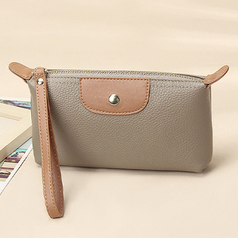 Handliche Clutch aus Leder, leicht, groß, für das Handgelenk, mit Reißverschluss