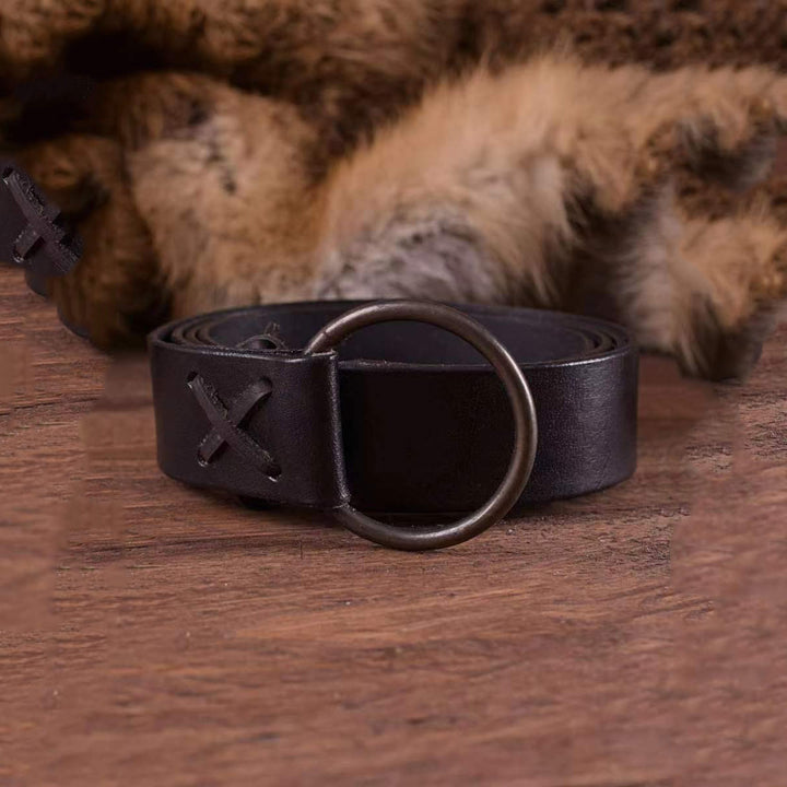 Mittelalterlicher Säbelgürtel, Wikingerritter, keltischer Ring, Lederholster