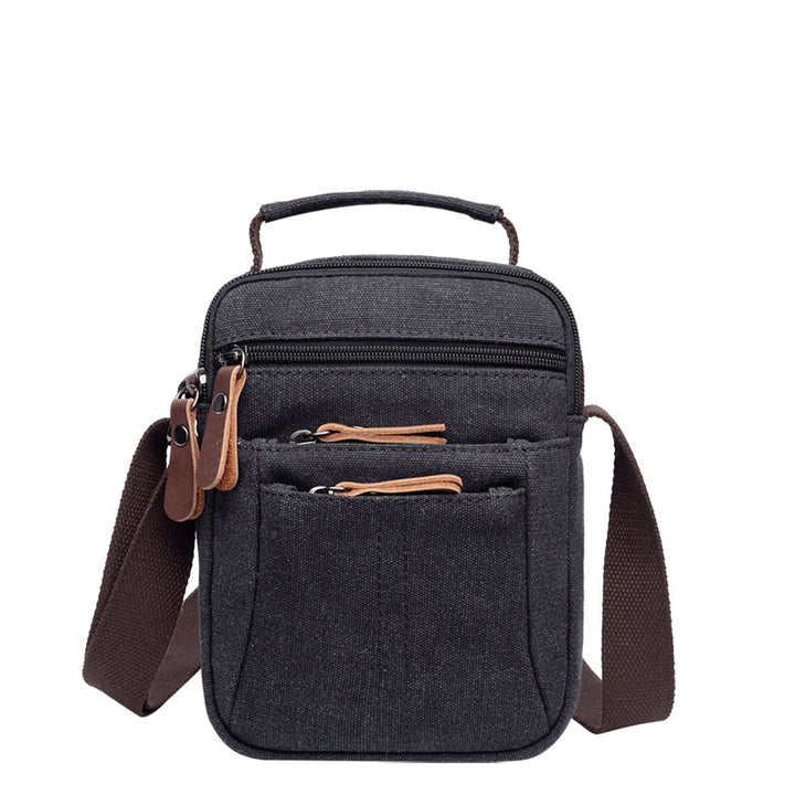 Kleine Umhängetasche aus Canvas im Vintage-Stil, mehrere Tragemöglichkeiten, lässige Schultertasche für Herren