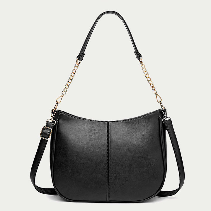Umhängetasche für Damen mit doppeltem Riemen, elegante Tasche aus PU-Leder