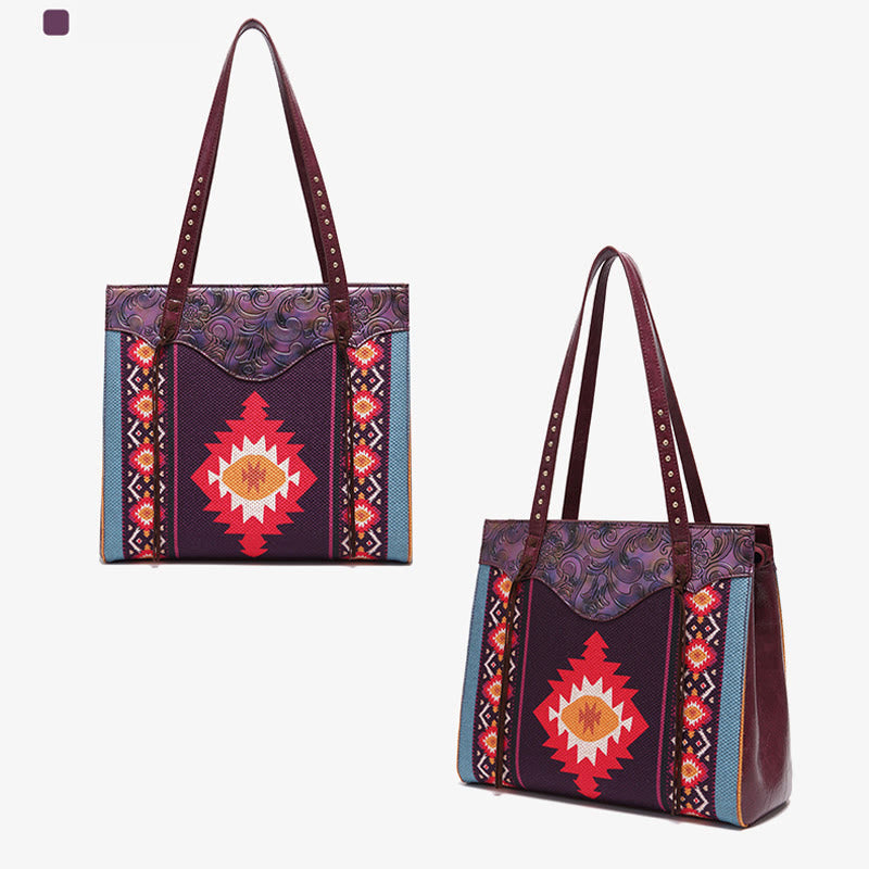 Vintage Bohemian Tote Damen Klassische Baumwolle Leinen Unterarm Schultertasche