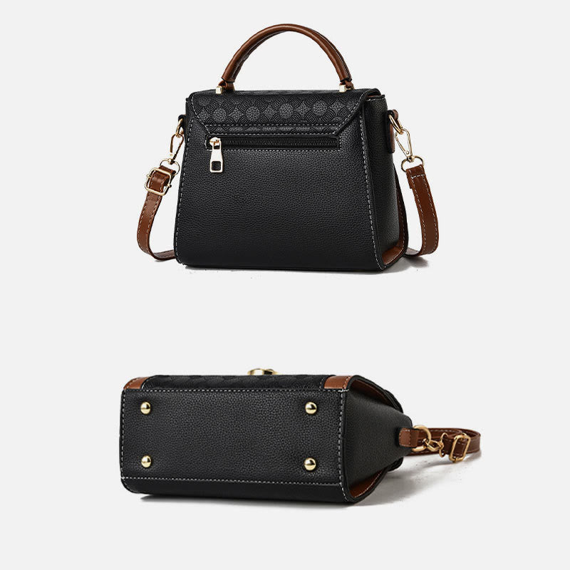 Clamshell-Tasche mit Henkel oben für Damen, klassische Farbe, kleine Umhängetasche